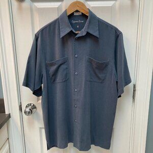 Cypress Grove 100% Silk Men's Gray Dual Pocket Short Sleeve Shirt Size Medium